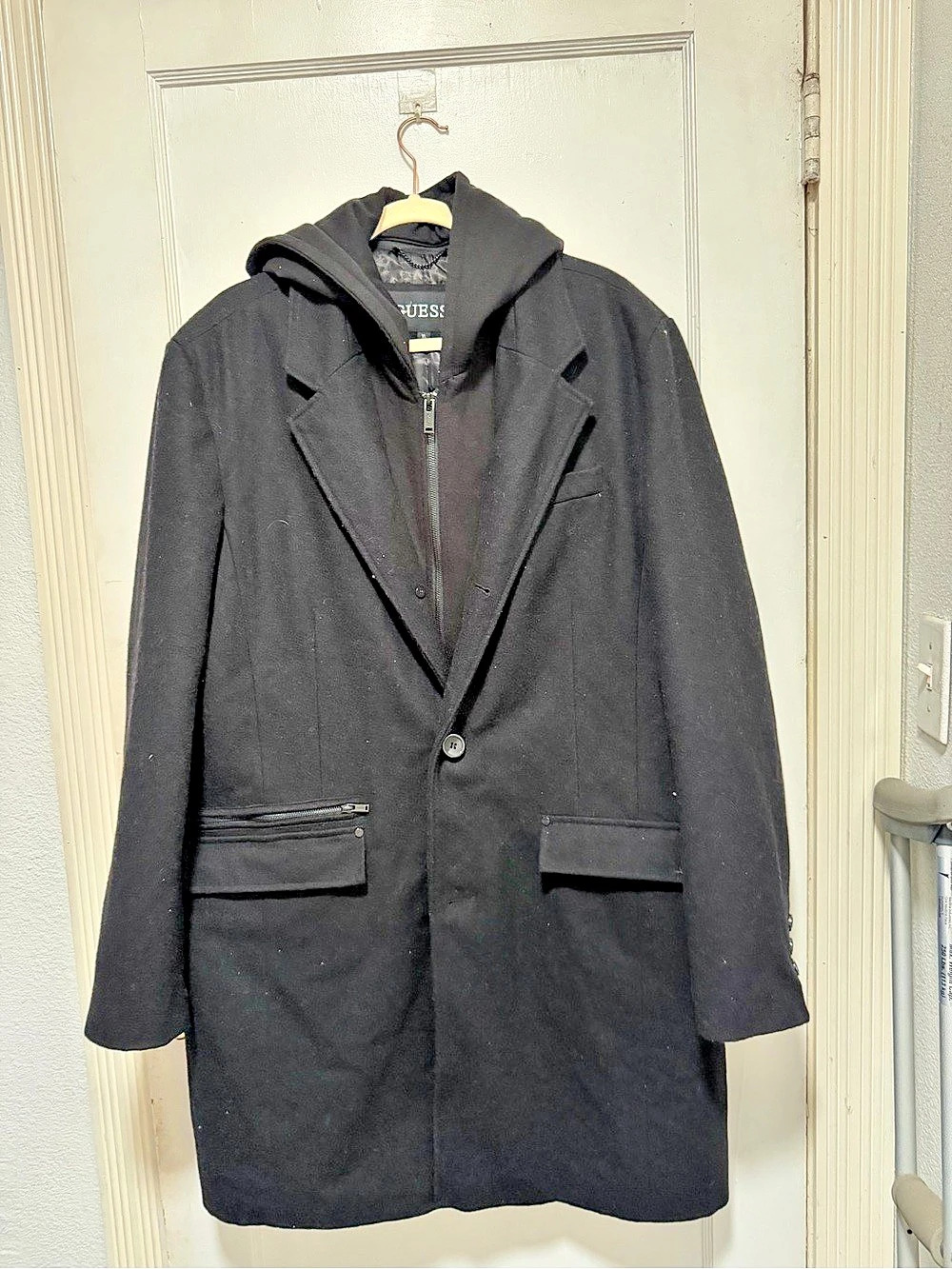 GUESS Black Hooded Coat